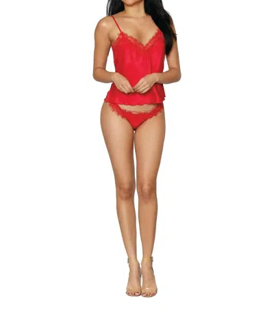 Dreamgirl Satin 2 Piece Set In Lipstick Red