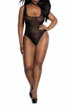 Dreamgirl Sheer Mesh Shimmery Teddy In Black