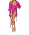 Dreamgirl Stretch Mesh Teddy And Robe Set In Azalea In Pink