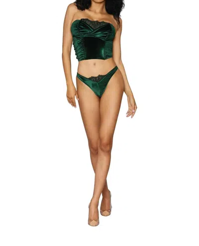 Dreamgirl Stretch Velvet 2 Piece Set In Evergreen In Green
