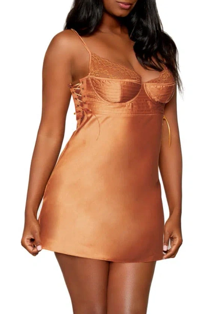 Dreamgirl Underwire Satin Chemise In Copper