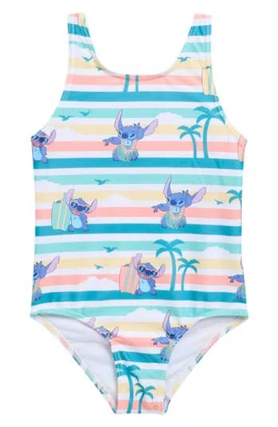 Dreamwave Kids' Disney® Lilo & Stitch One-piece Swimsuit In Teal Multi