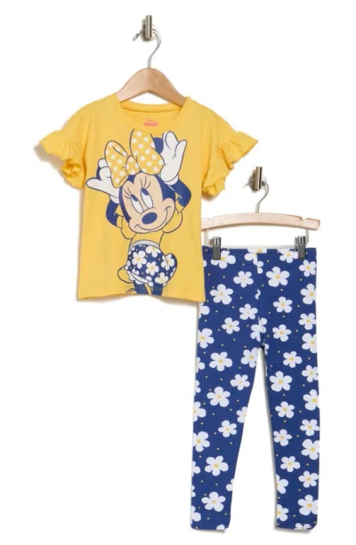 Dreamwave Kids' Minnie Mouse T-shirt & Pants Set In Yellow