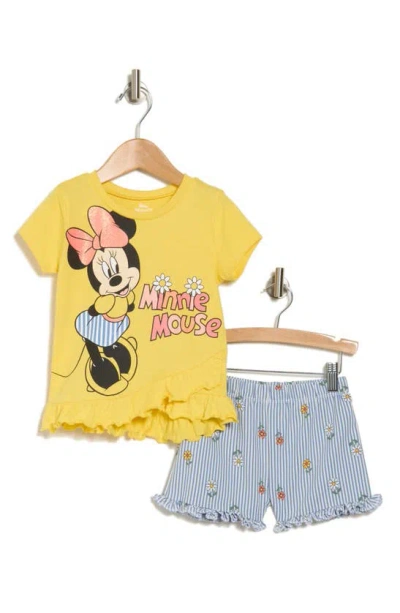 Dreamwave Kids' Minnie Mouse T-shirt & Shorts Set In Yellow