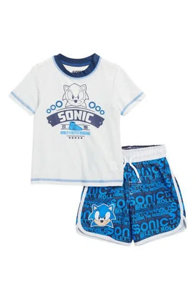 Dreamwave Kids' Sonic Short Sleeve Rashguard Swim Set In Blue