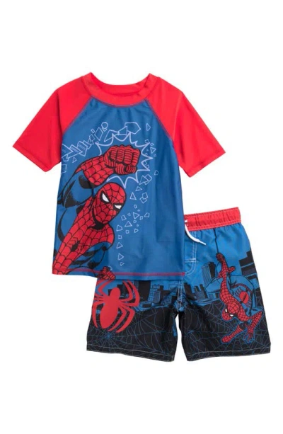 Dreamwave Kids' Spider-man Rashguard Set In Red/blue