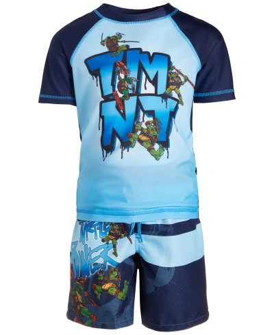 Dreamwave Little Boys Teenage Mutant Ninja Turtles Rash Guard & Swim Trunks, 2 Piece Set In Blue