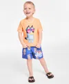Dreamwave Toddler Boys Bluey Rash Guard & Swim Trunks Two-piece Swimsuit In Orange