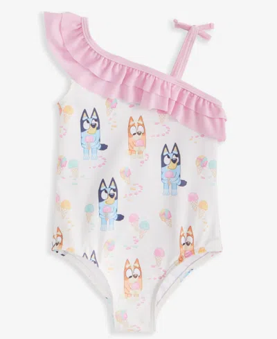 Dreamwave Babies' Toddler Girls Bluey One-piece Swimsuit In White