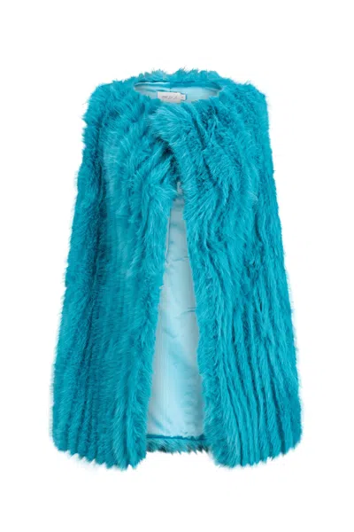Dref By D Women's Blue Nimbus Faux Fur Vest - Aqua