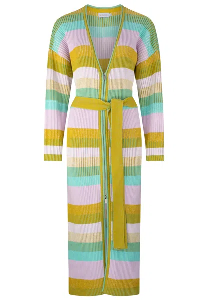 Dref By D Women's Eclair Stripe Knit Maxi Cardi - Rainbow In Multi