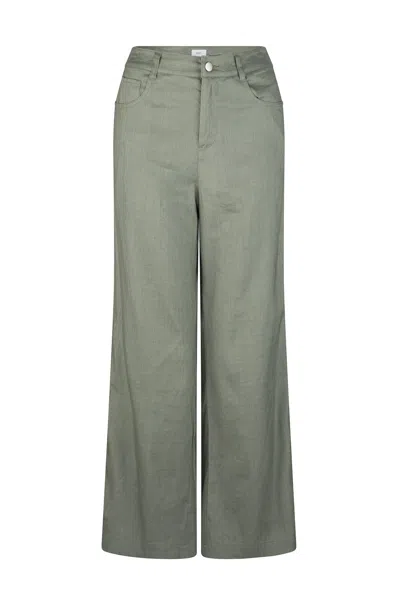 Dref By D Women's Green Rome Relaxed Linen Jean Pant - Khaki