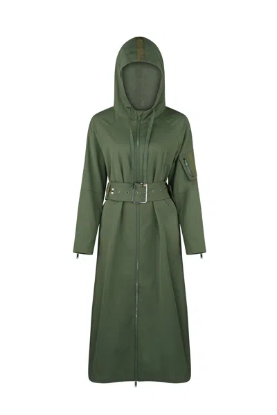 Dref By D Women's Helene Hooded Trench Coat - Evergreen In Green