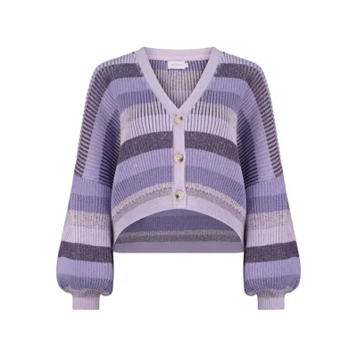 Dref By D Women's Pink / Purple Gelato Cardigan - Lilac Stripe In Pink/purple