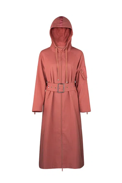 Dref By D Women's Pink / Purple Helene Hooded Trench Coat - Dusty Rose In Pink/purple