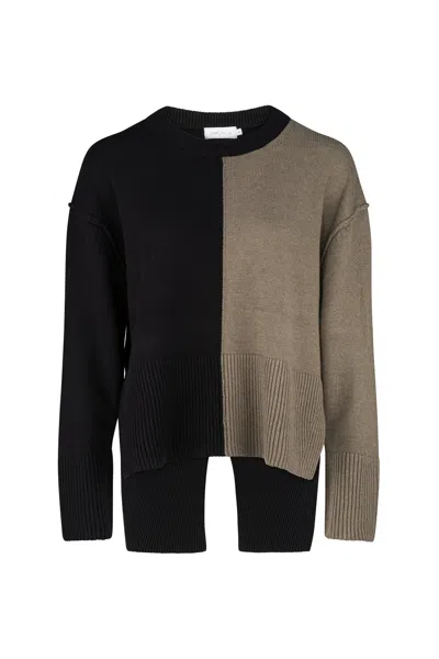 Dref By D Women's Pluto Fitted Sweater - Black / Olive Branch In Black/green