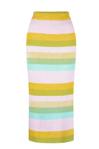 Dref By D Women's Rosette Stripe Knit Skirt - Rainbow In Multi
