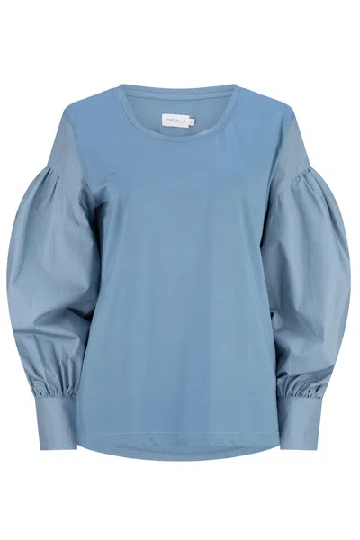 Dref By D Women's Sherry Balloon Sleeve Top - Steel Blue