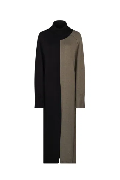 Dref By D Women's Solaris Maxi Rollneck Knit - Black / Olive Branch In Black/green
