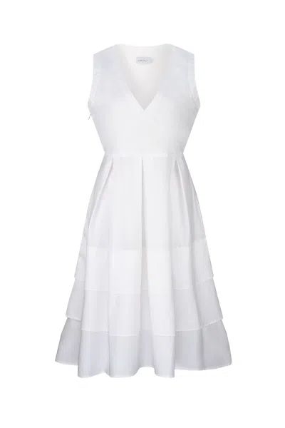 Dref By D Women's White Brisk Pleated Dress - Ice Cream