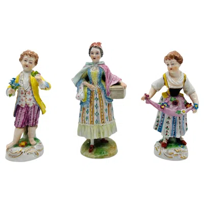 Pre-owned Dresden Porcelain Grouping Of  Flower Pickers Figurines, Carl Thieme In Brown