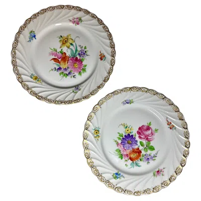 Pre-owned Dresden Porcelain Napoleon Iii Dresden Plates Donath Co End 19th Century In Gray
