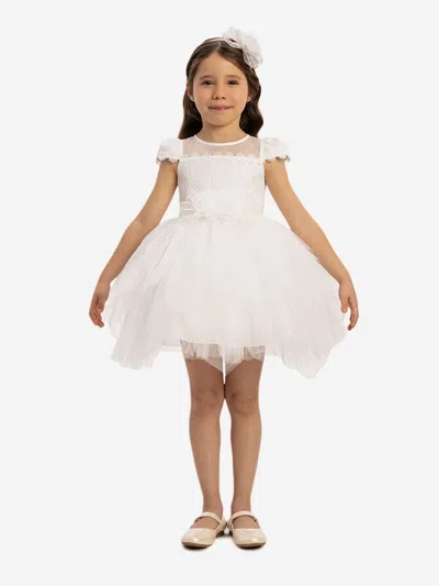 Dress & Fleur Baby Girls Dress With Tulle Skirt In White