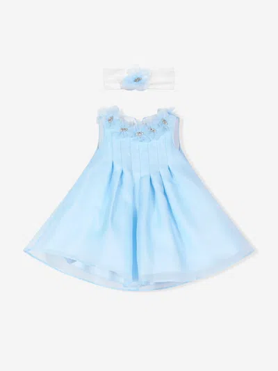 Dress & Fleur Baby Girls Occasion Dress With Headband In Blue