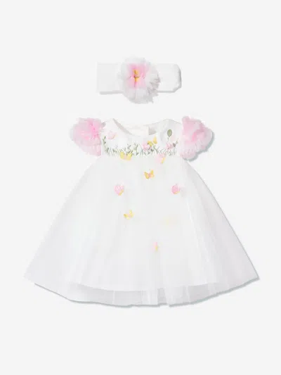 Dress & Fleur Baby Girls Occasion Dress With Headband In White