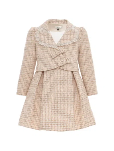 Dress & Fleur Kids' Bouclé Blazer And Skirt Set In Brown