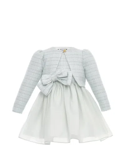 Dress & Fleur Babies' Bow Dress And Jacket Set In Blue