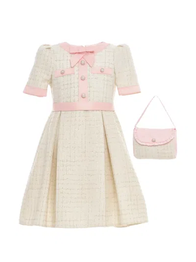 Dress & Fleur Kids' Bow-embellished Button-up Dress In Neutral