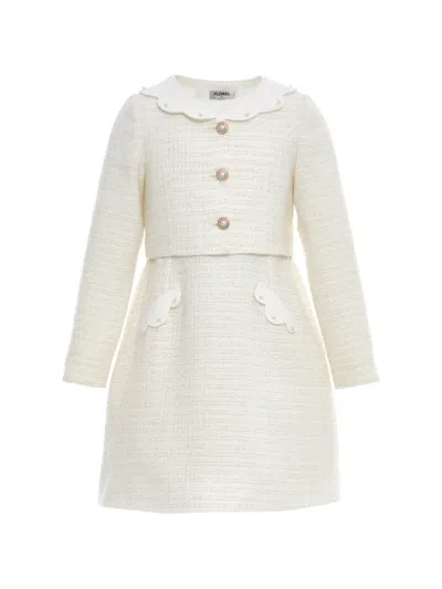 Dress & Fleur Kids' Button Embellished Dress In Neutral
