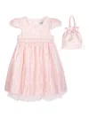 Dress & Fleur Embroidered Puff-sleeve Dress Set In Pink