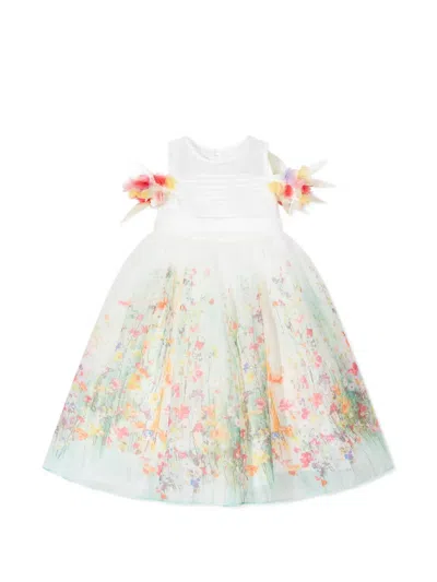Dress & Fleur Kids' Floral-appliqué Dress In Green
