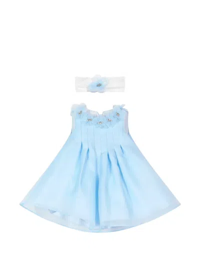 Dress & Fleur Babies' Floral Appliquéd Dress Set In Blue