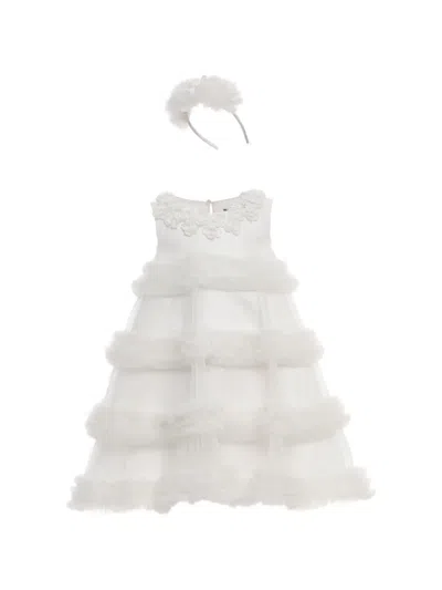 Dress & Fleur Kids' Floral-detail Dress Set In White