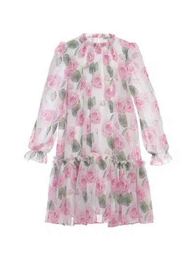 Dress & Fleur Kids' Floral Ruffled Dress Set In White