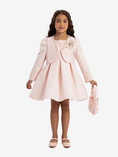 Dress & Fleur Babies'  Girls Dress With Bolero And Matching Bag In Pink