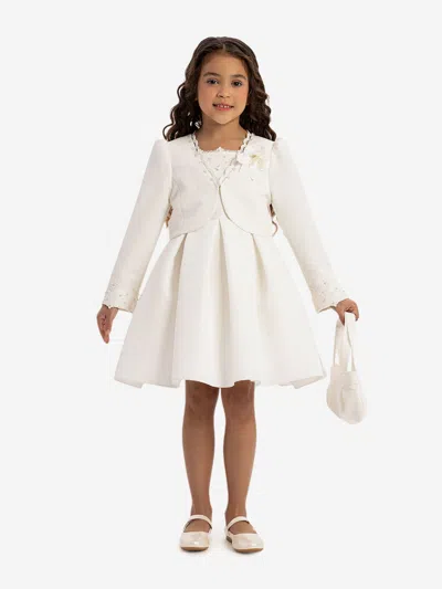 Dress & Fleur Babies'  Girls Dress With Bolero And Matching Bag In White