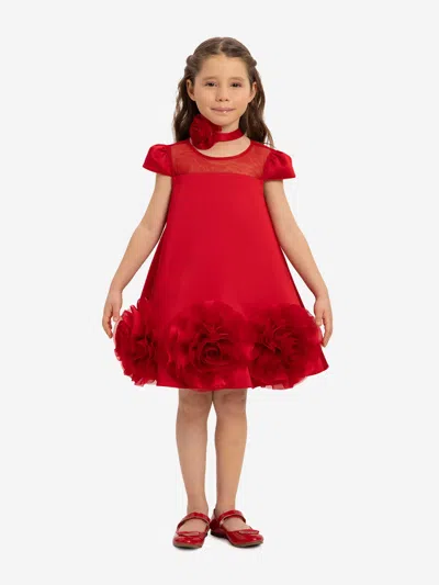 Dress & Fleur Babies'  Girls Dress With Flower Choker In Red