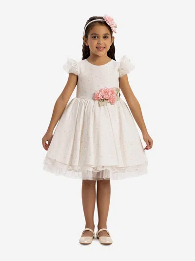 Dress & Fleur Babies'  Girls Dress With Headband In White