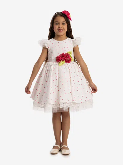 Dress & Fleur Babies'  Girls Dress With Headband In White