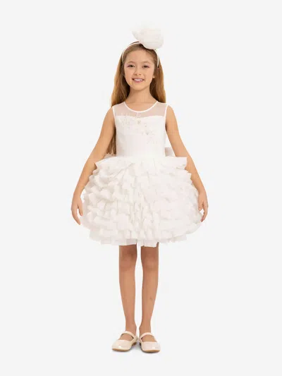 Dress & Fleur Babies'  Girls Dress With Headband In White