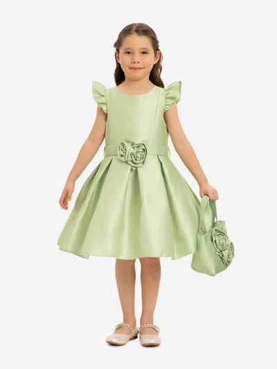 Dress & Fleur Babies'  Girls Dress With Matching Floral Bag In Green