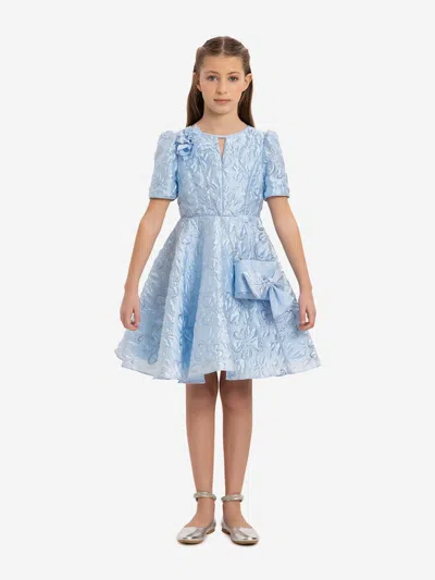 Dress & Fleur Babies'  Girls Elegant Dress With Matching Bag In Blue