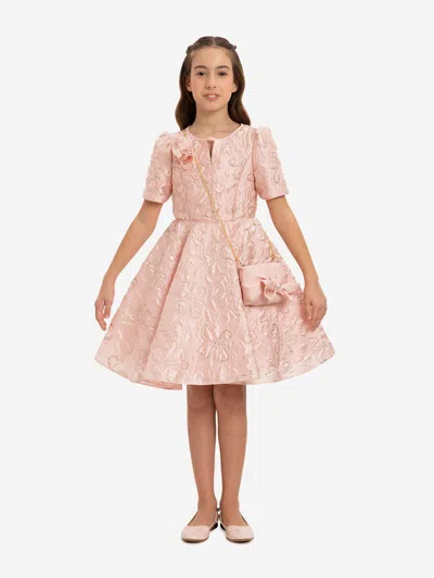Dress & Fleur Babies'  Girls Elegant Dress With Matching Bag In Pink