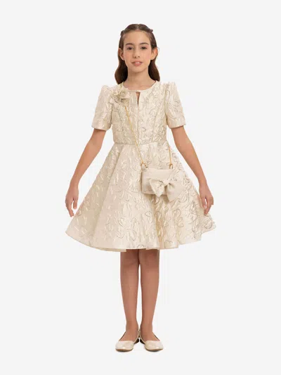 Dress & Fleur Babies'  Girls Elegant Dress With Matching Bag In White