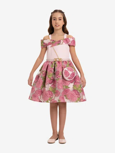 Dress & Fleur Babies'  Girls Jacquard Dress With Bag In Pink