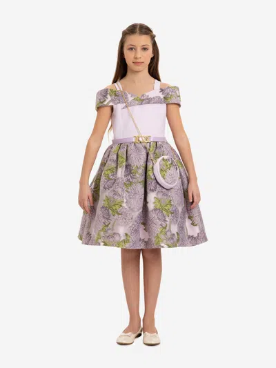 Dress & Fleur Babies'  Girls Jacquard Dress With Bag In Purple